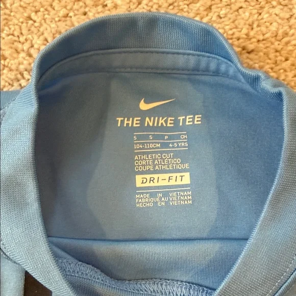 Nike Light Blue Long-Sleeve 'True To My Game' Dri fit tee w/ Navy & Red, size 5 - Picture 2 of 4